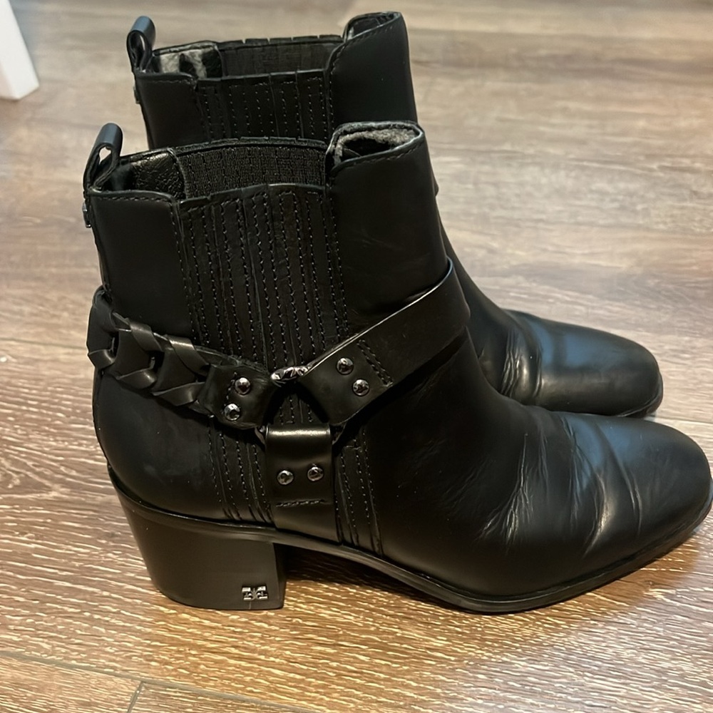 Sam Edelman Black Ankle Boots with Harness Detail